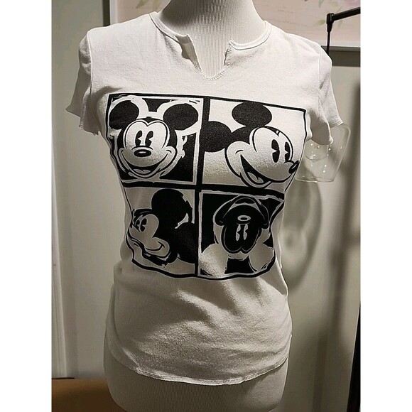 Girls Fitted Mickey Mouse Shirt Black and White Size Small By Disney A1 - Picture 3 of 5